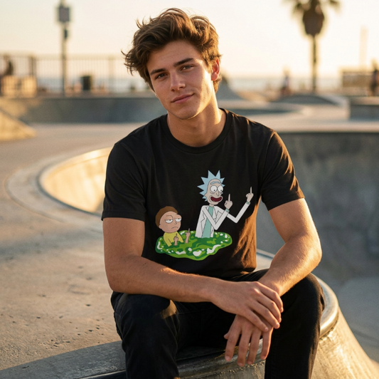 T-shirt Rick et Morty doigt d'honneur