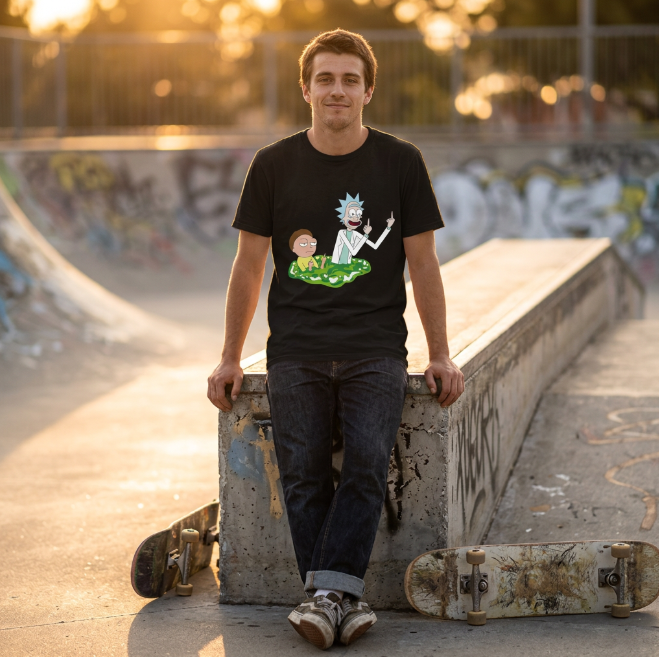 T-shirt Rick et Morty doigt d'honneur