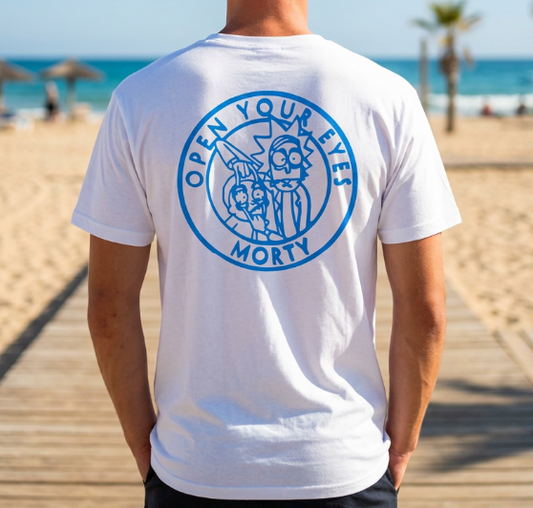 T-shirt Rick et Morty Blanc Logo Arrière