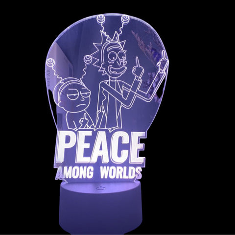Lampe LED 3D "Peace Among Worlds" - Rick et Morty