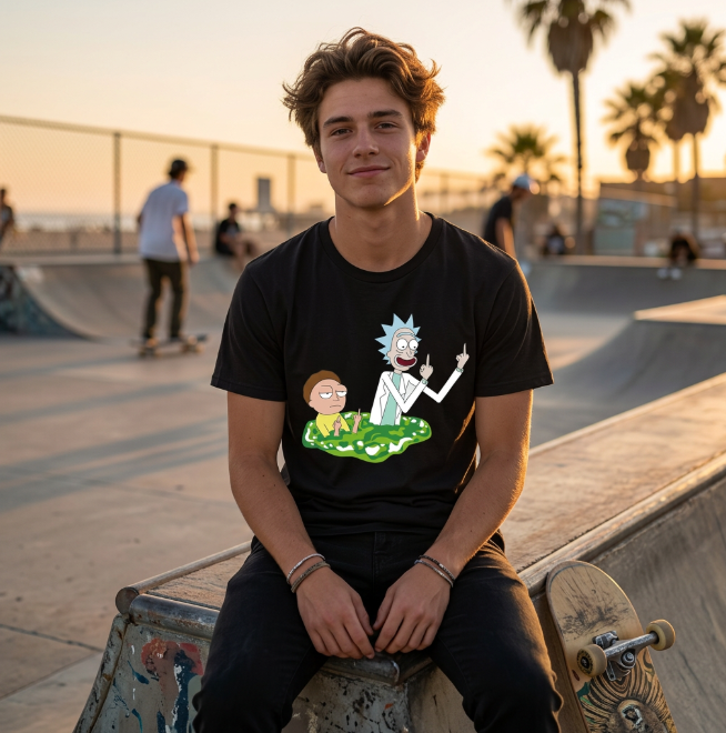 T-shirt Rick et Morty doigt d'honneur