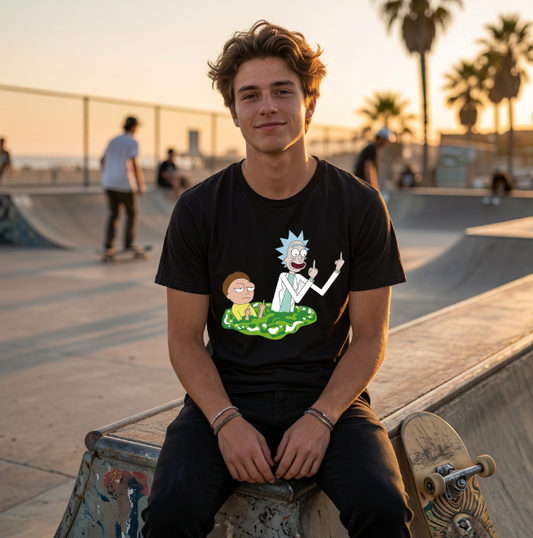 T-shirt Rick et Morty doigt d'honneur
