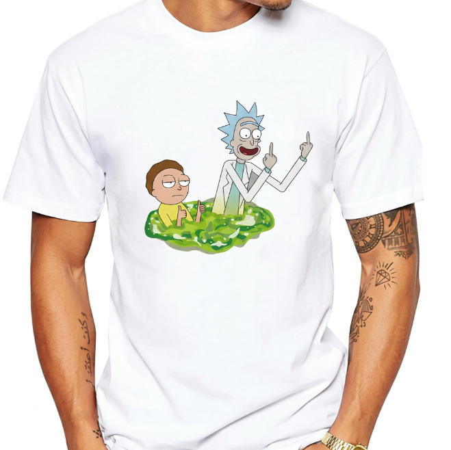 T-shirt Rick et Morty Doigt d'honneur Blanc