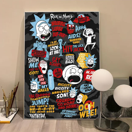 Poster Rick et Morty - Citations et Moments Iconiques
