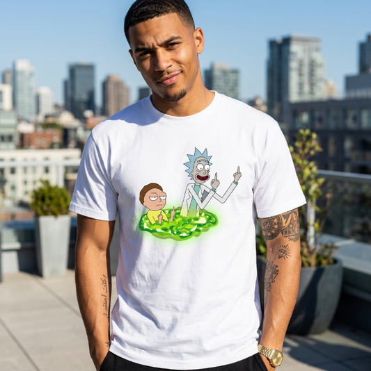 T-shirt Rick et Morty Doigt d'honneur Blanc