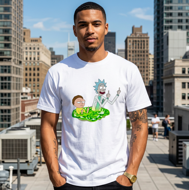 T-shirt Rick et Morty Doigt d'honneur Blanc