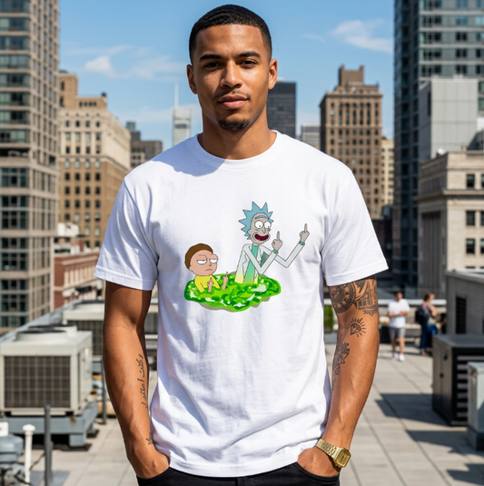T-shirt Rick et Morty Doigt d'honneur Blanc