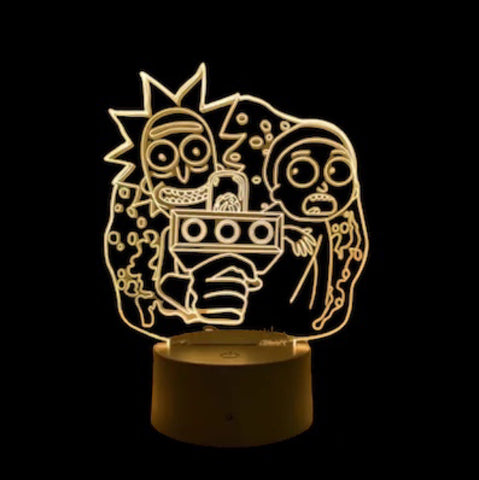 Lampe LED 3D Rick et Morty Pistolet