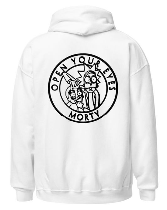Sweat Rick et Morty Blanc Logo Arrière