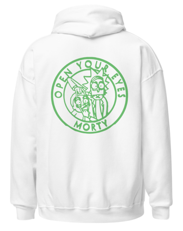 Sweat Rick et Morty Blanc Logo Arrière