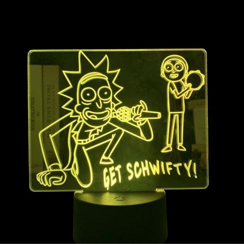 Lampe LED 3D "GET SCHWIFTY!" - Rick et Morty